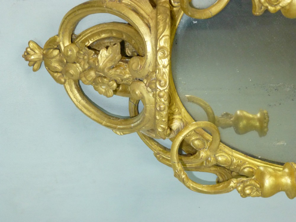 pair of gilt wood looking glass pier gilded oval giltwood wall girandole mirrors View V