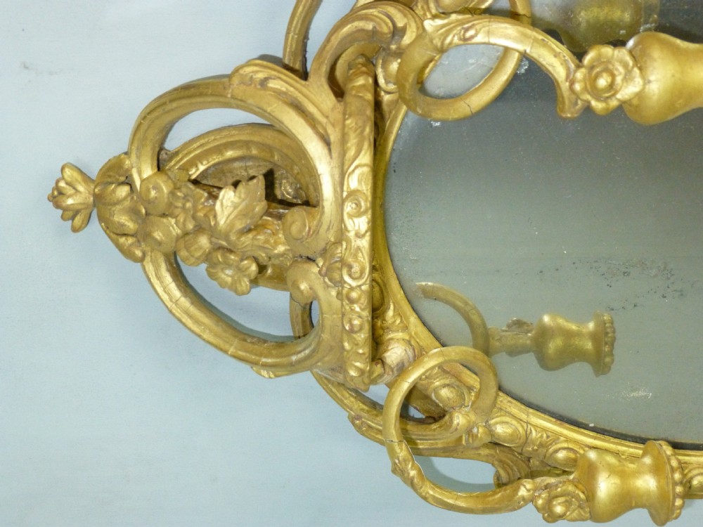 pair of gilt wood looking glass pier gilded oval giltwood wall girandole mirrors View IX