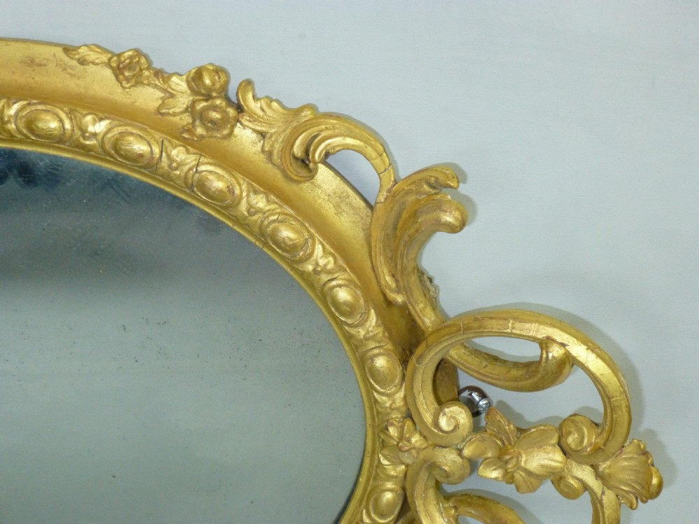 pair of gilt wood looking glass pier gilded oval giltwood wall girandole mirrors View X