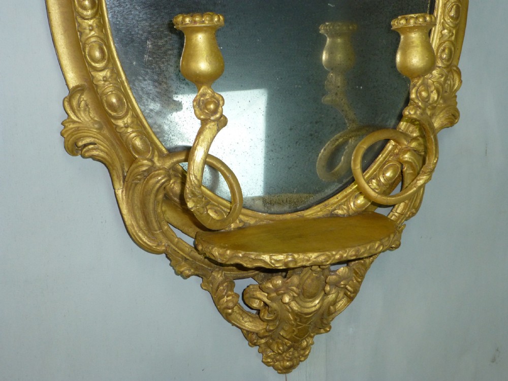 pair of gilt wood looking glass pier gilded oval giltwood wall girandole mirrors View XI