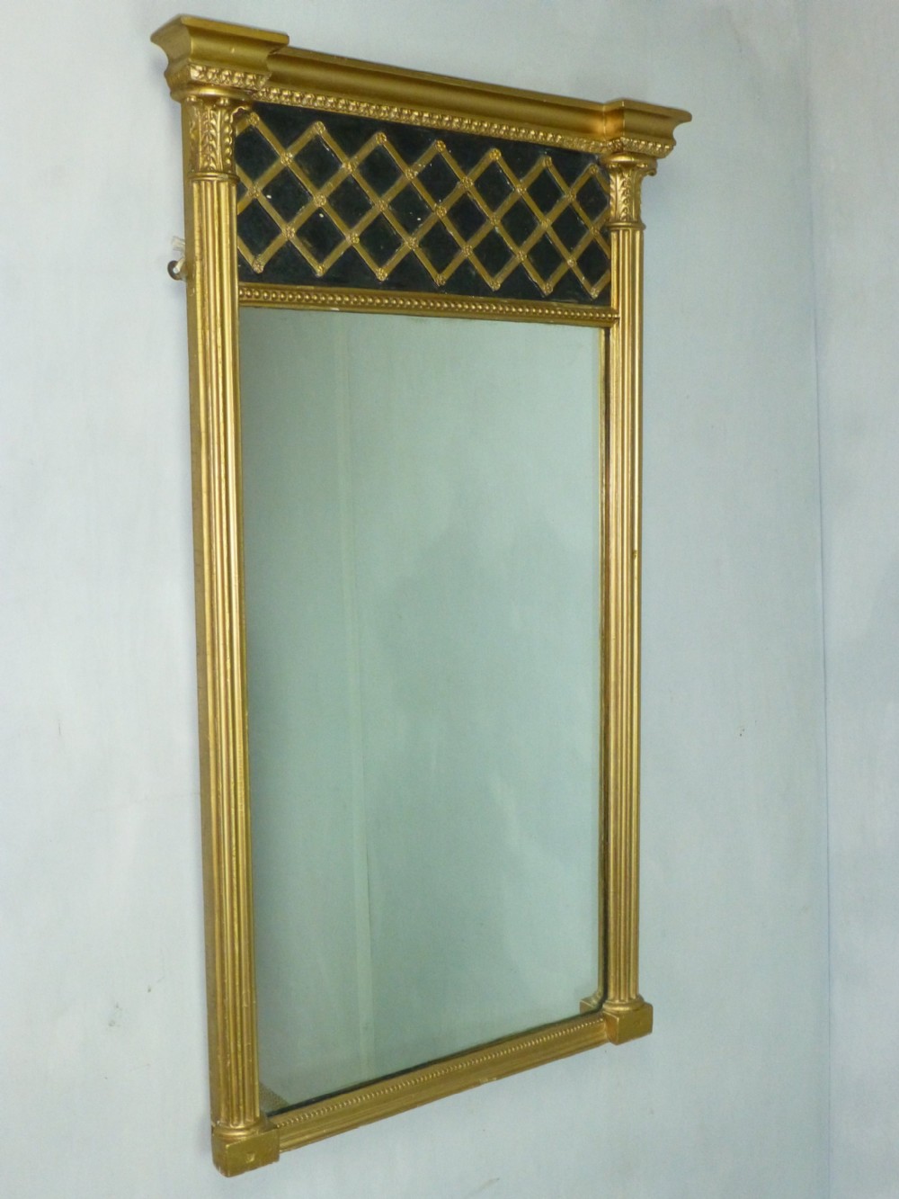 Antique gilded Georgian  Regency giltwood pier console looking glass gilt wood mirror 