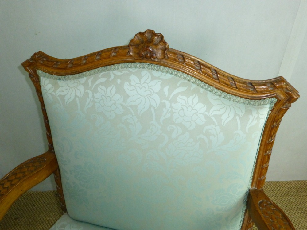 Fabulous quality 19th century walnut Gainsborough Fauteuil open elbow library occasional reading upholstered armchair chair of French design View III