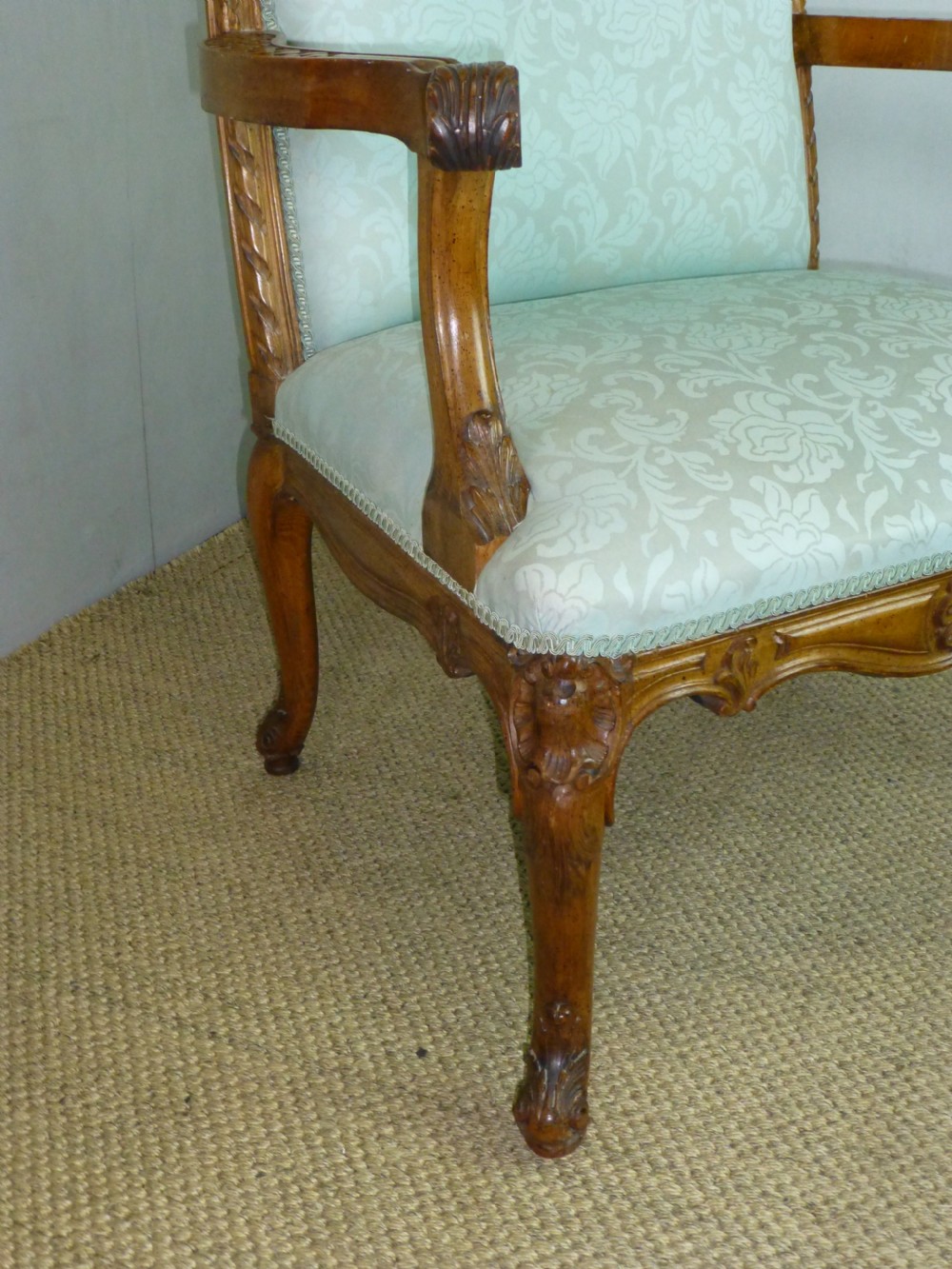 Fabulous quality 19th century walnut Gainsborough Fauteuil open elbow library occasional reading upholstered armchair chair of French design View IV