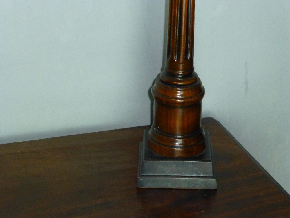A fabulous pair of large bronze and walnut table lamps. C1920 View II