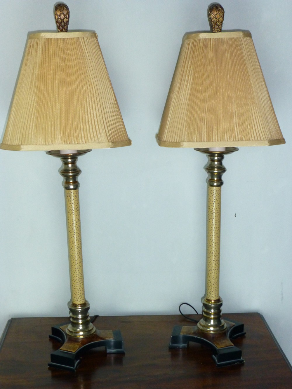A splendid pair of large chrome and marble effect table lamps. C1930