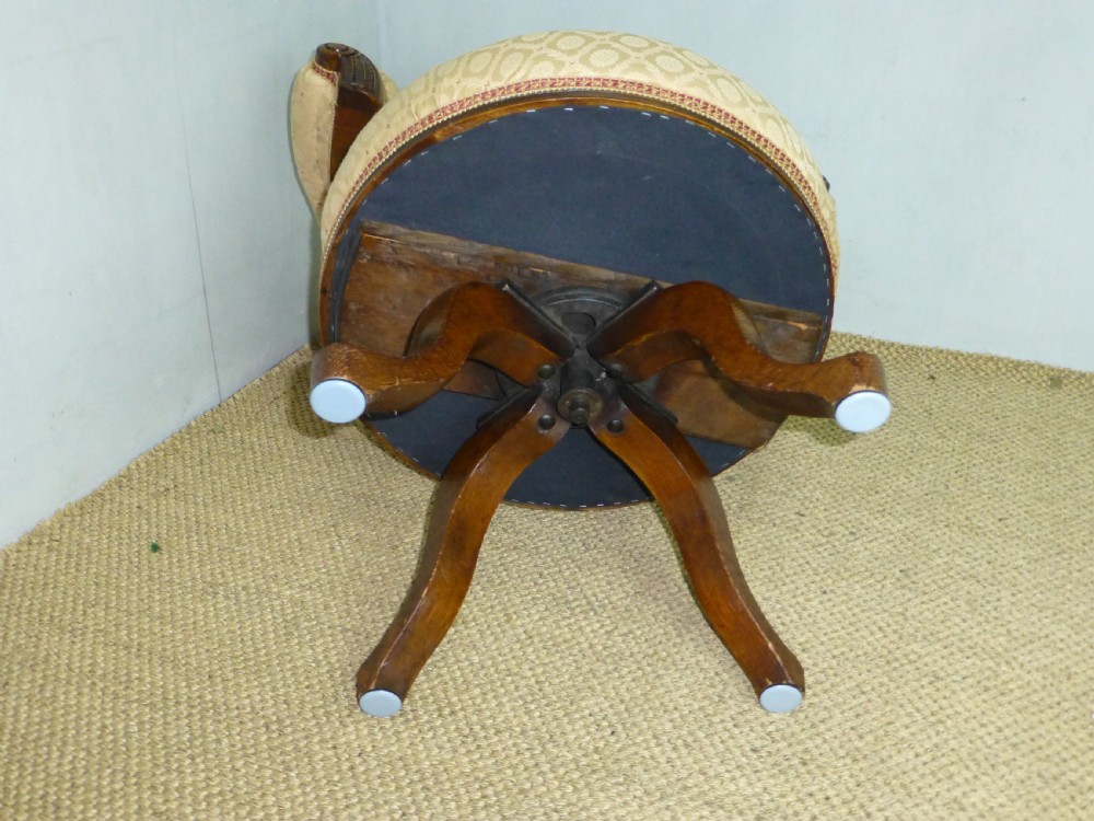 Fabulous quality revolving  swivel 19th century walnut and oak upholstered captains swivel office desk  arm chair View VIII