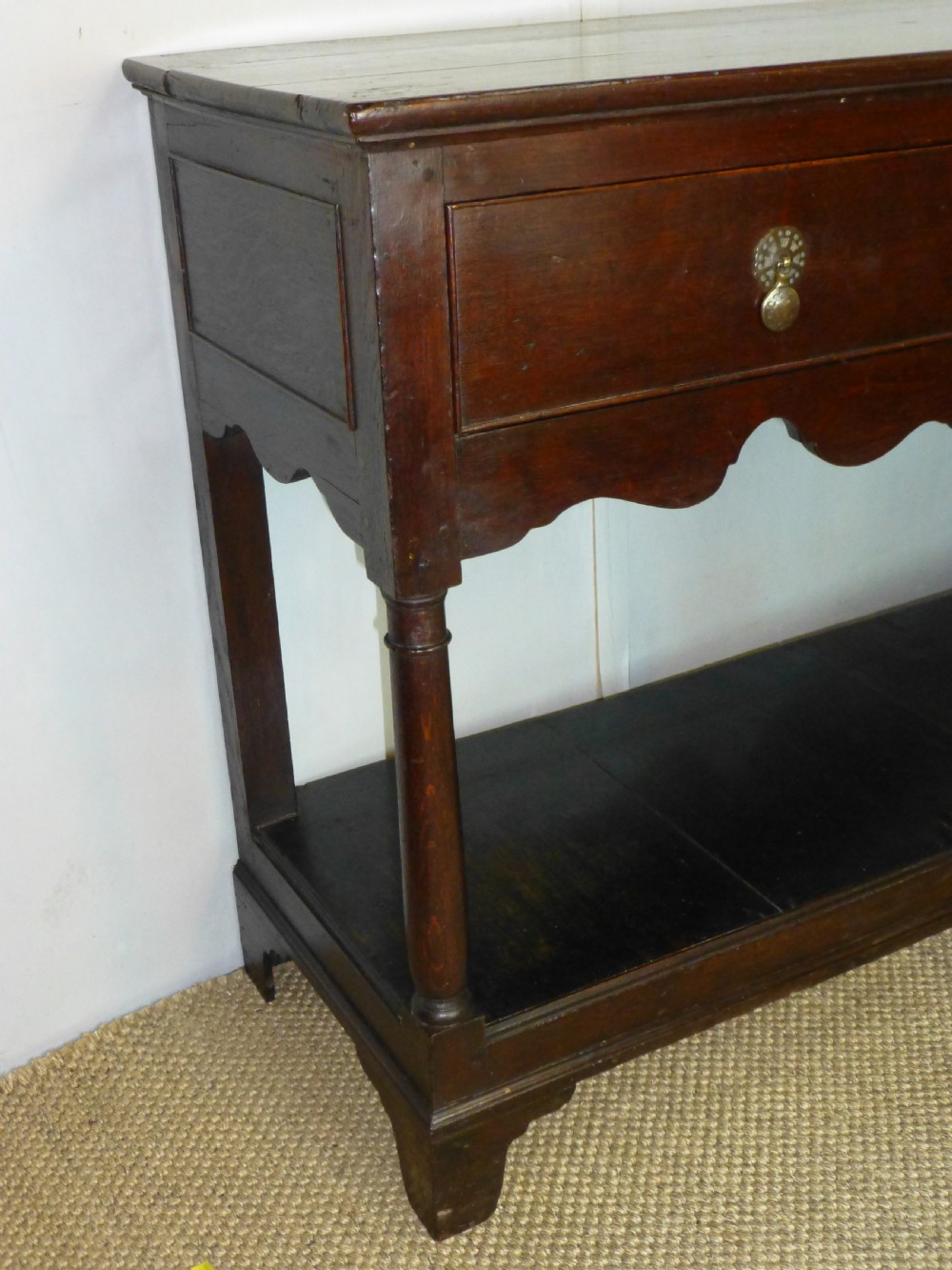 Welsh oak narrow 18th century Georgian pot board open dresser base View II