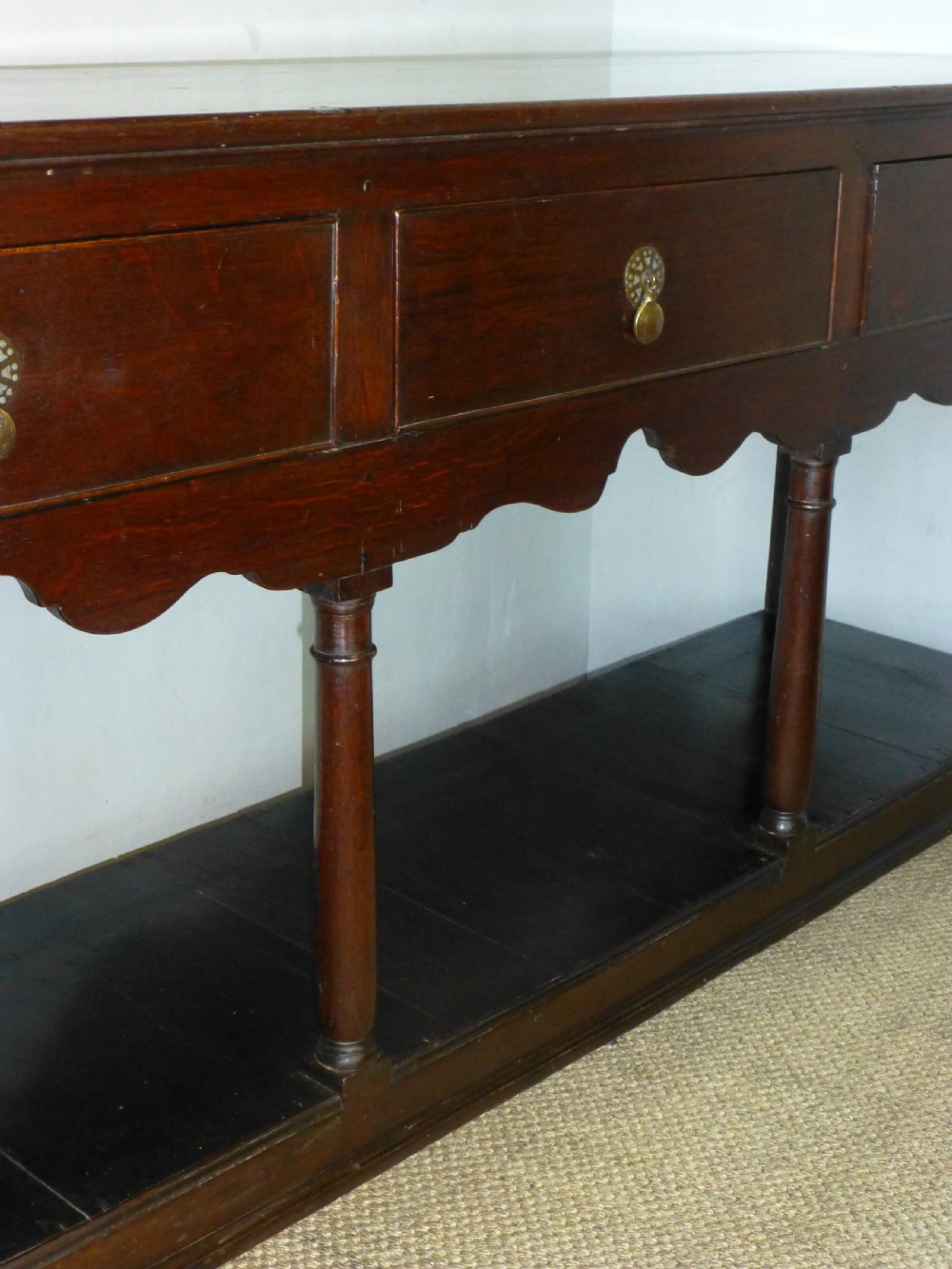 Welsh oak narrow 18th century Georgian pot board open dresser base View III