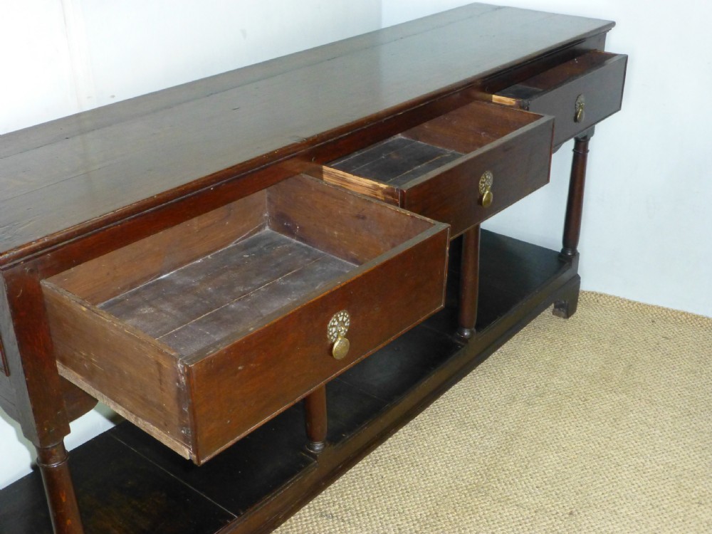 Welsh oak narrow 18th century Georgian pot board open dresser base View V