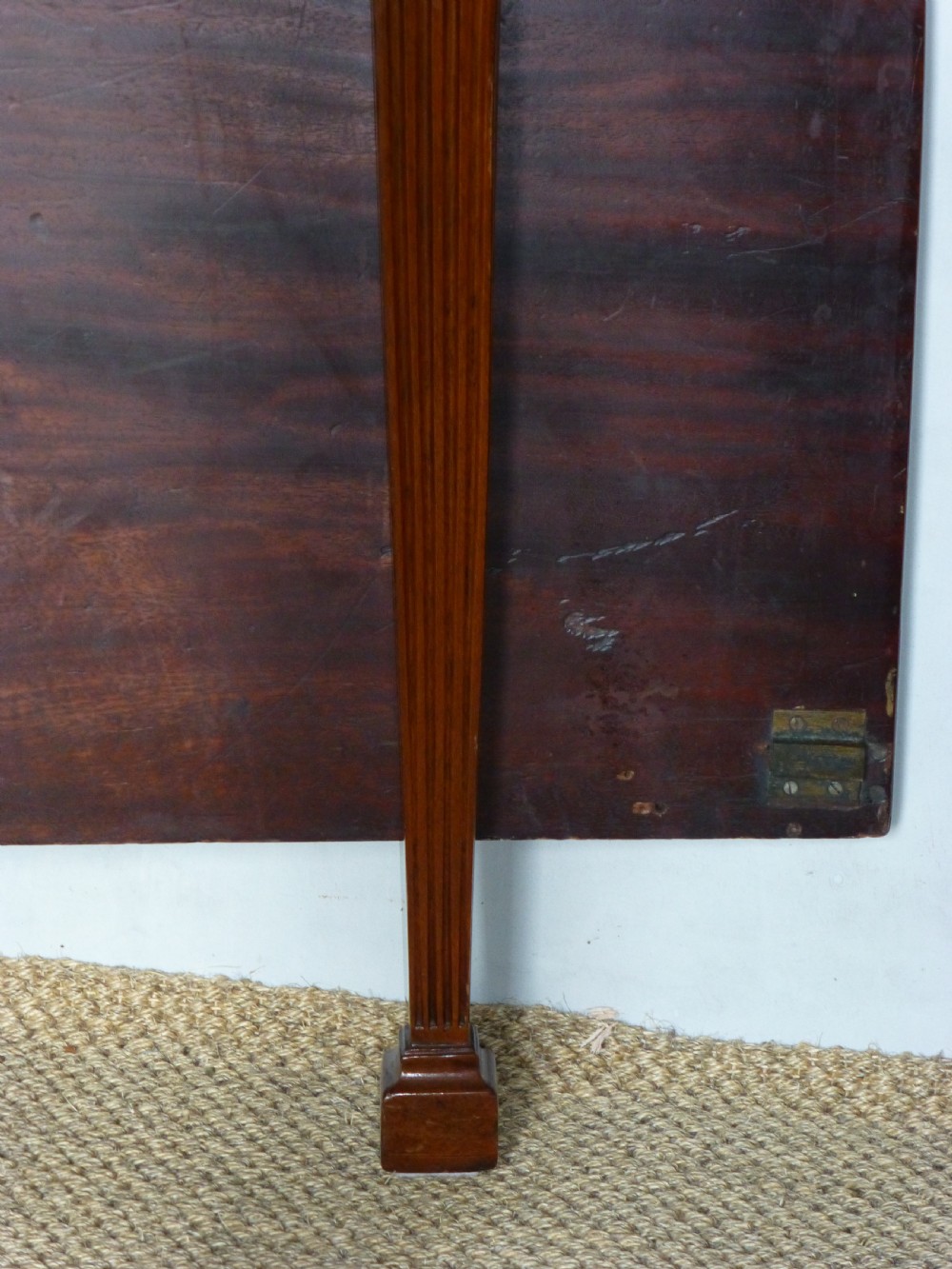 Georgian 8' 10 seat extending dining table or pair of Adam design demi lune 18th century mahogany console tables View VIII