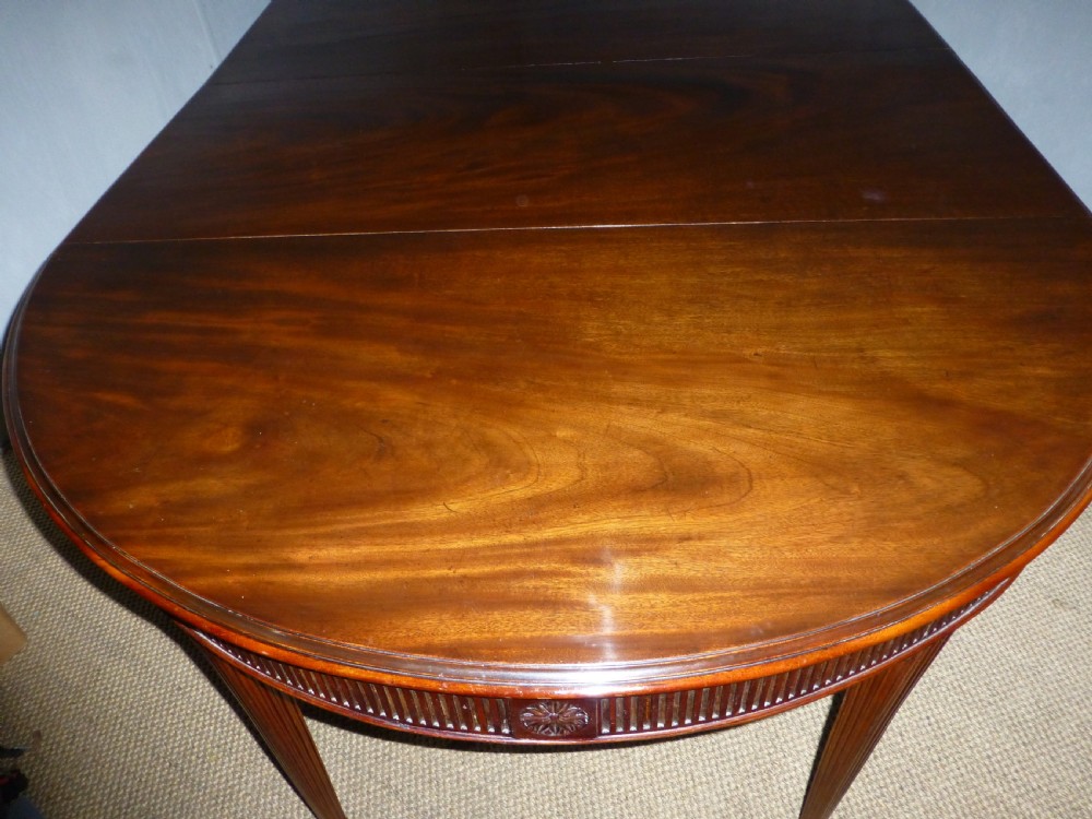 Georgian 8' 10 seat extending dining table or pair of Adam design demi lune 18th century mahogany console tables View XI