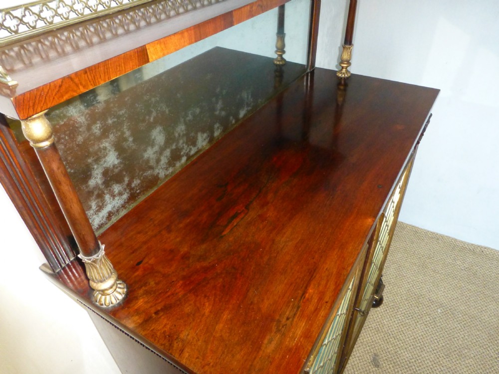Regency Georgian Gillows rosewood and mahogany lined chiffonier sideboard. C1825. View IX