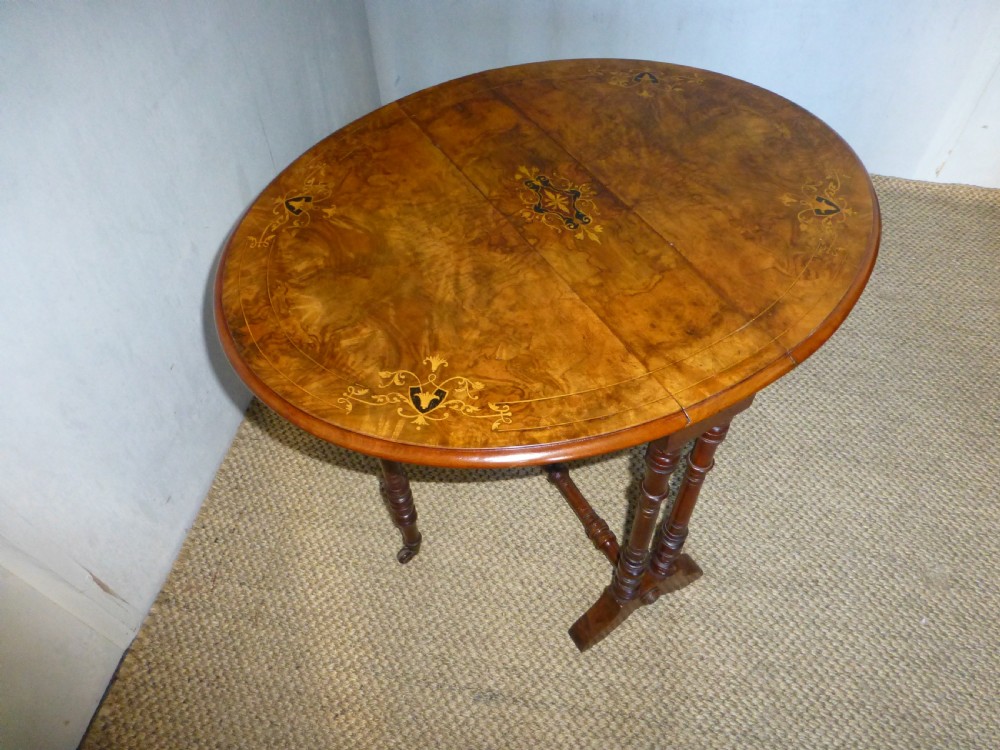 Baby burr walnut marquetry inlaid small low sutherland coffee table