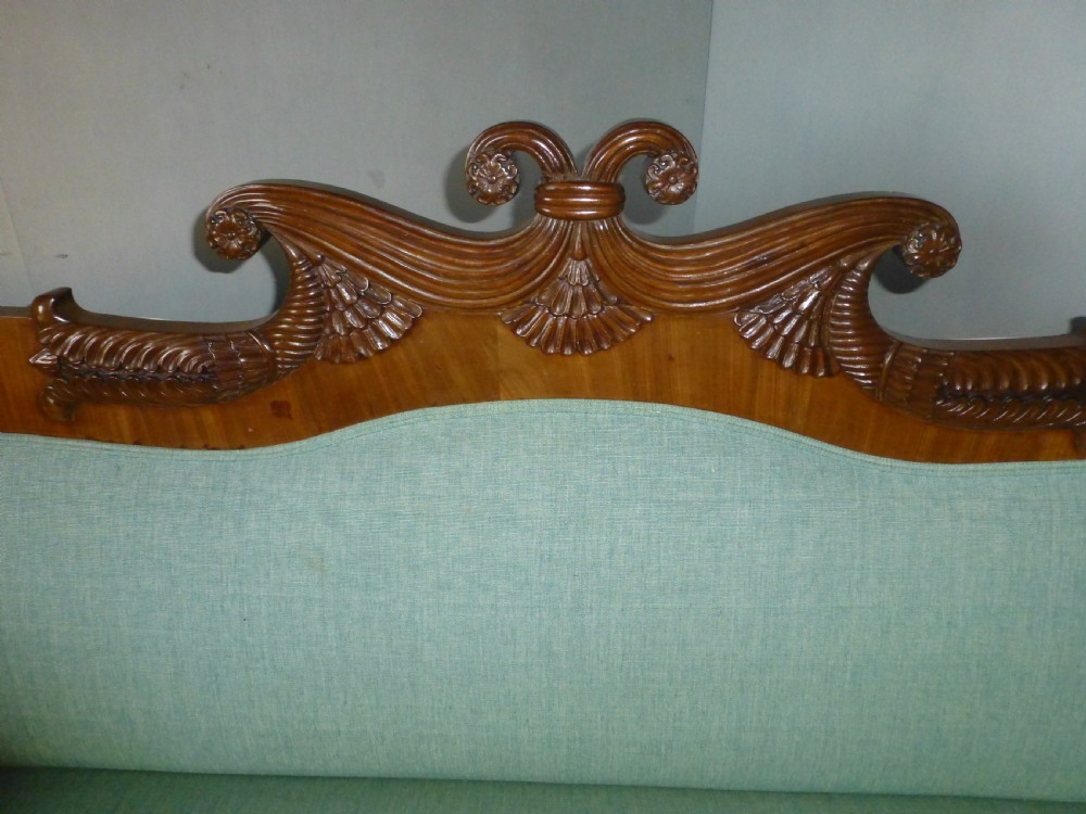  Stunning quality Regency Georgian Biedermeier design mahogany upholstered large sofa settee chaise. C.1820 View III