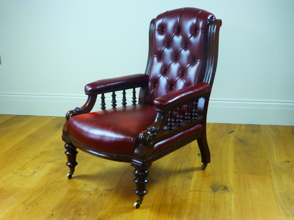 Antique quality large upholstered deep buttoned easy open drawing room elbow occasional  library arm chair tub armchair.