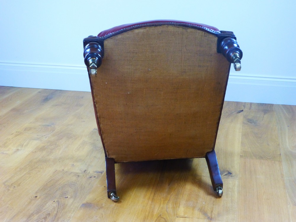 Antique quality large upholstered deep buttoned easy open drawing room elbow occasional  library arm chair tub armchair. View VII