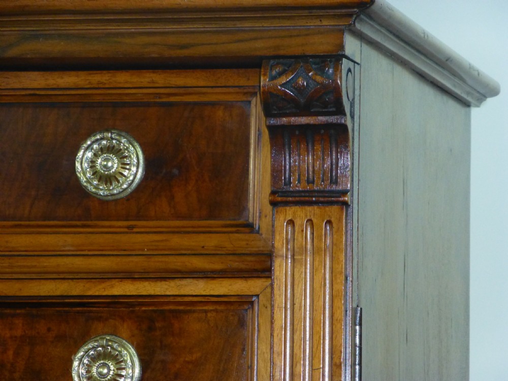 Superb quality figured walnut wellington narrow tall filing chest of drawers. C1870 View II