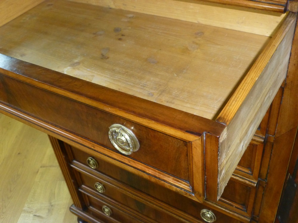 Superb quality figured walnut wellington narrow tall filing chest of drawers. C1870 View IV