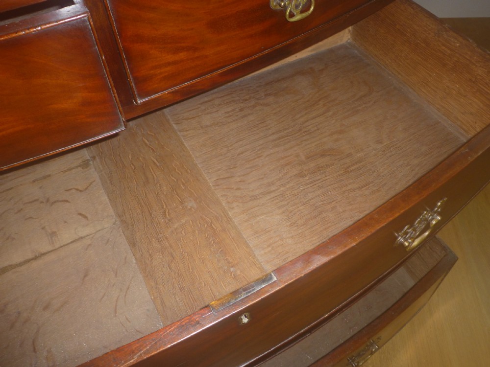 Regency Georgian mahogany bowfront oak lined chest of drawers View III