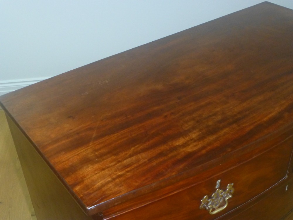 Regency Georgian mahogany bowfront oak lined chest of drawers View IV
