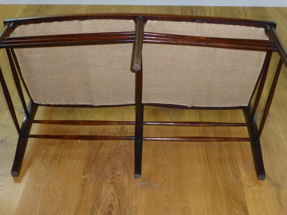 Mahogany inlaid Edwardian upholstered cameo double twin  two seat bedroom seater sofa settee armchair View VIII
