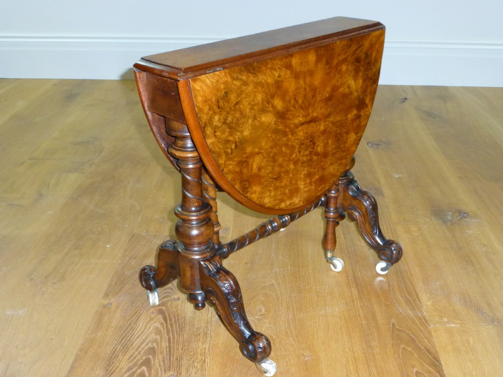 Burr walnut small baby Sutherland  low coffee table. C1860.