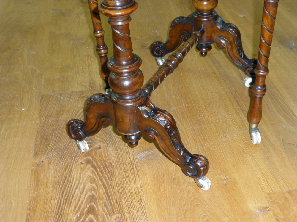 Burr walnut small baby Sutherland  low coffee table. C1860. View III