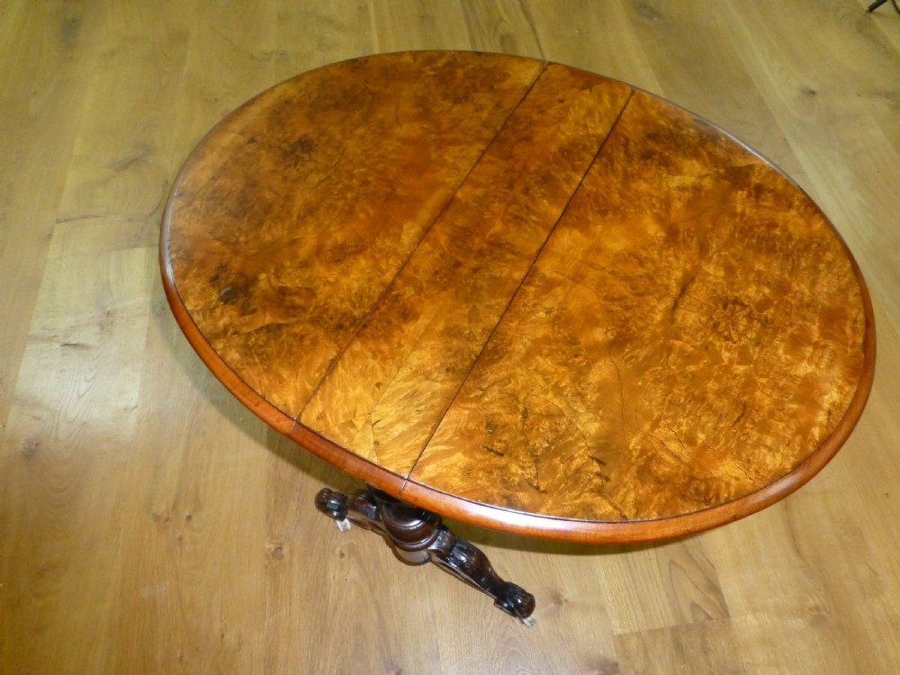 Burr walnut small baby Sutherland  low coffee table. C1860. View IV