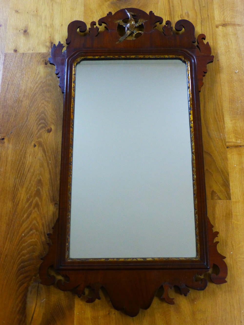 Georgian 18th century mahogany fret cut cut wall mirror. C1790 View II