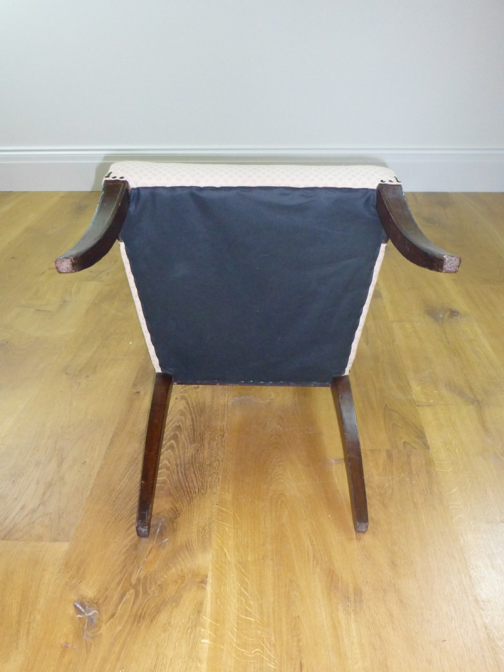 Regency Georgian mahogany brass inlaid desk elbow open hall bedroom dressing table occasional tub office library armchair chair. C.1810. View IX