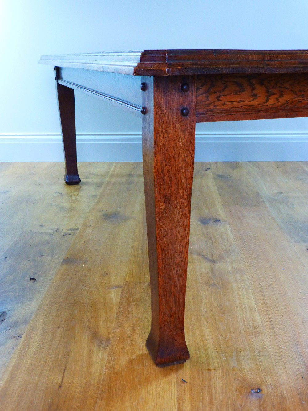 Good quality large Arts and Crafts 19th century 10 seat 7' oak refectory kitchen farmhouse dining table View II