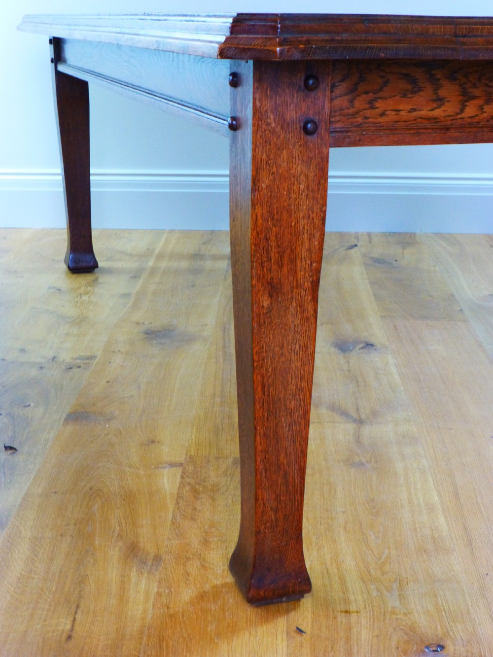 Good quality large Arts and Crafts 19th century 10 seat 7' oak refectory kitchen farmhouse dining table View IV