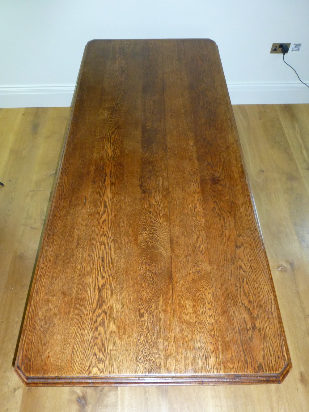 Good quality large Arts and Crafts 19th century 10 seat 7' oak refectory kitchen farmhouse dining table View V