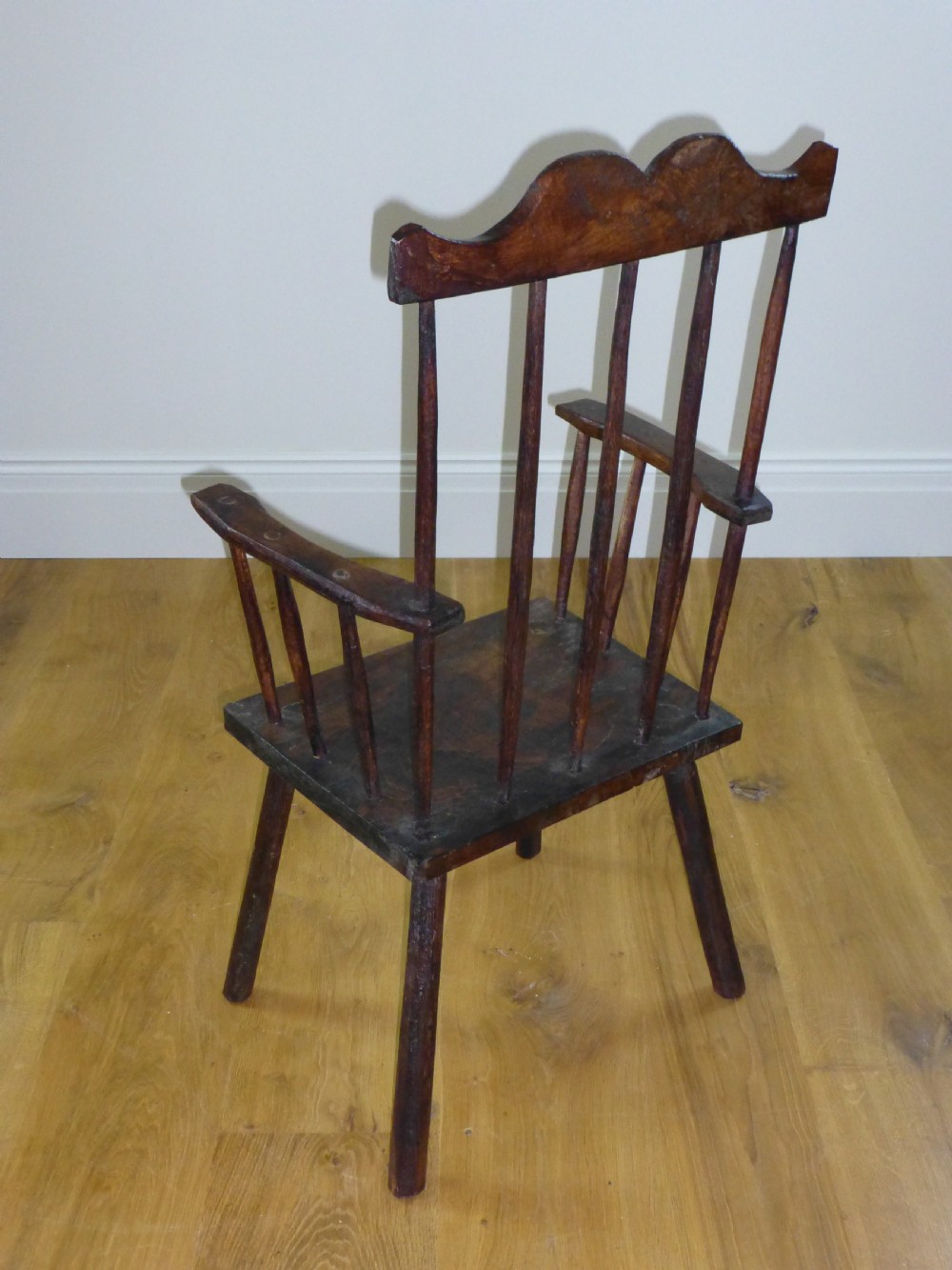 Welsh  oak primitive comb back stick Windsor arm chair View III