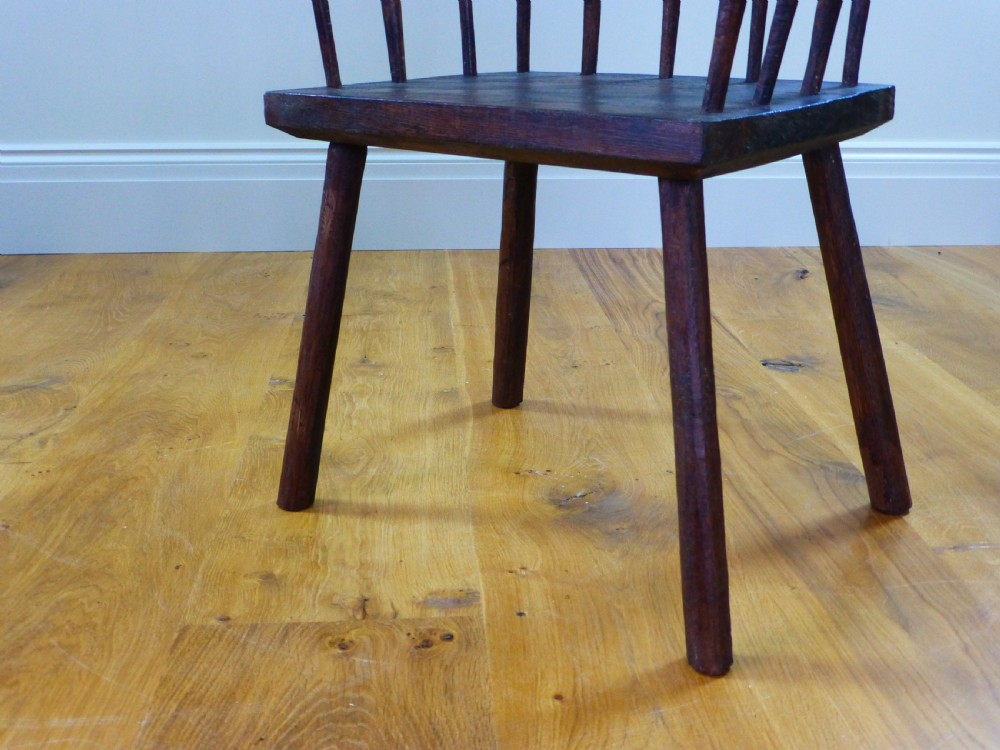 Welsh  oak primitive comb back stick Windsor arm chair View IV