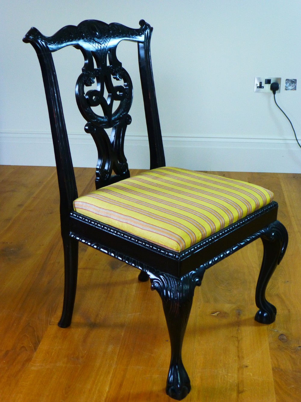 Fantastic set of fourteen 14( twelve + two)Chippendale design upholstered dining chairs 12 + 2 View V