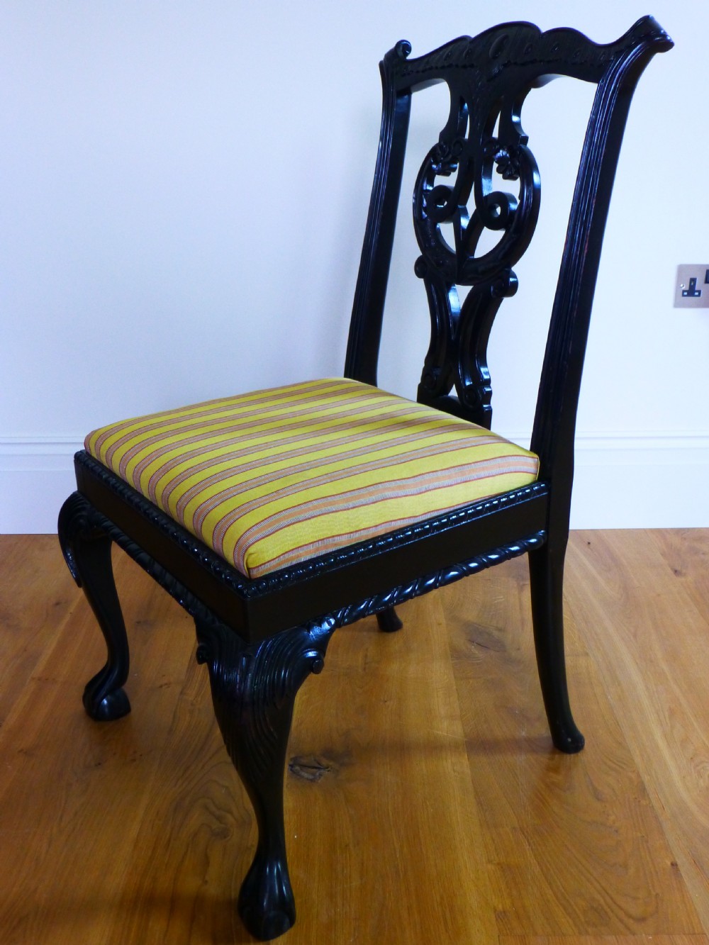 Fantastic set of fourteen 14( twelve + two)Chippendale design upholstered dining chairs 12 + 2 View VI