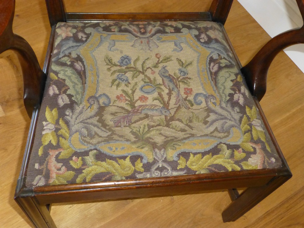 Antique set of 12  twelve ( 10 plus 2 ) 19th century Georgian Chippendale design mahogany upholstered ribbon back dining chairs ten plus two  View VII