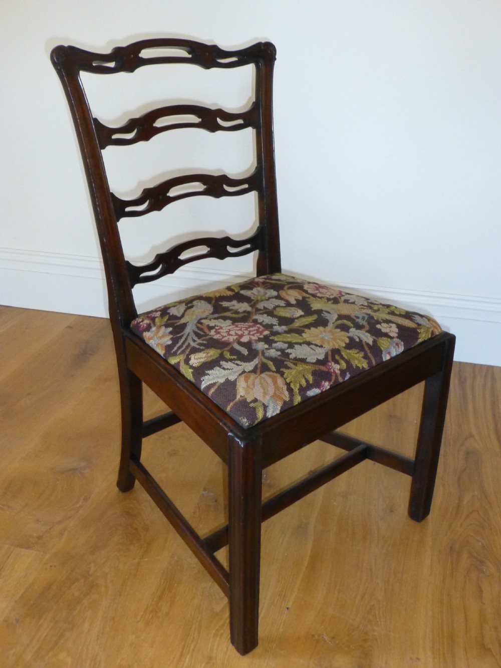 Antique set of 12  twelve ( 10 plus 2 ) 19th century Georgian Chippendale design mahogany upholstered ribbon back dining chairs ten plus two  View VIII