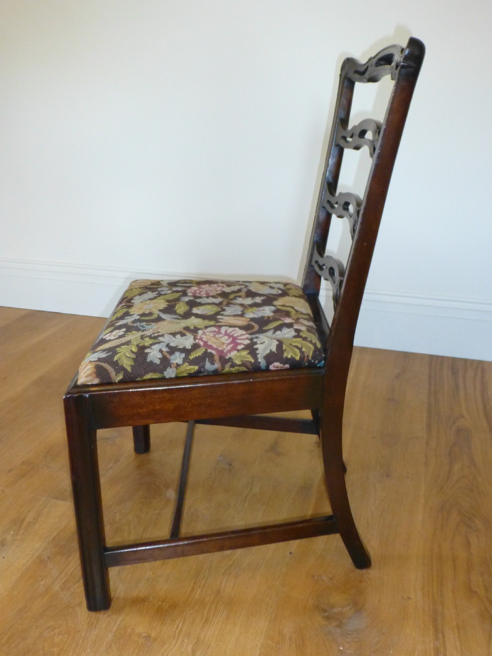 Antique set of 12  twelve ( 10 plus 2 ) 19th century Georgian Chippendale design mahogany upholstered ribbon back dining chairs ten plus two  View XI