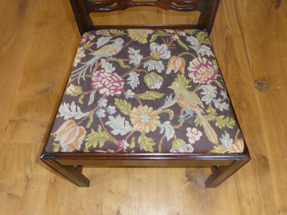 Antique set of 12  twelve ( 10 plus 2 ) 19th century Georgian Chippendale design mahogany upholstered ribbon back dining chairs ten plus two  View XII