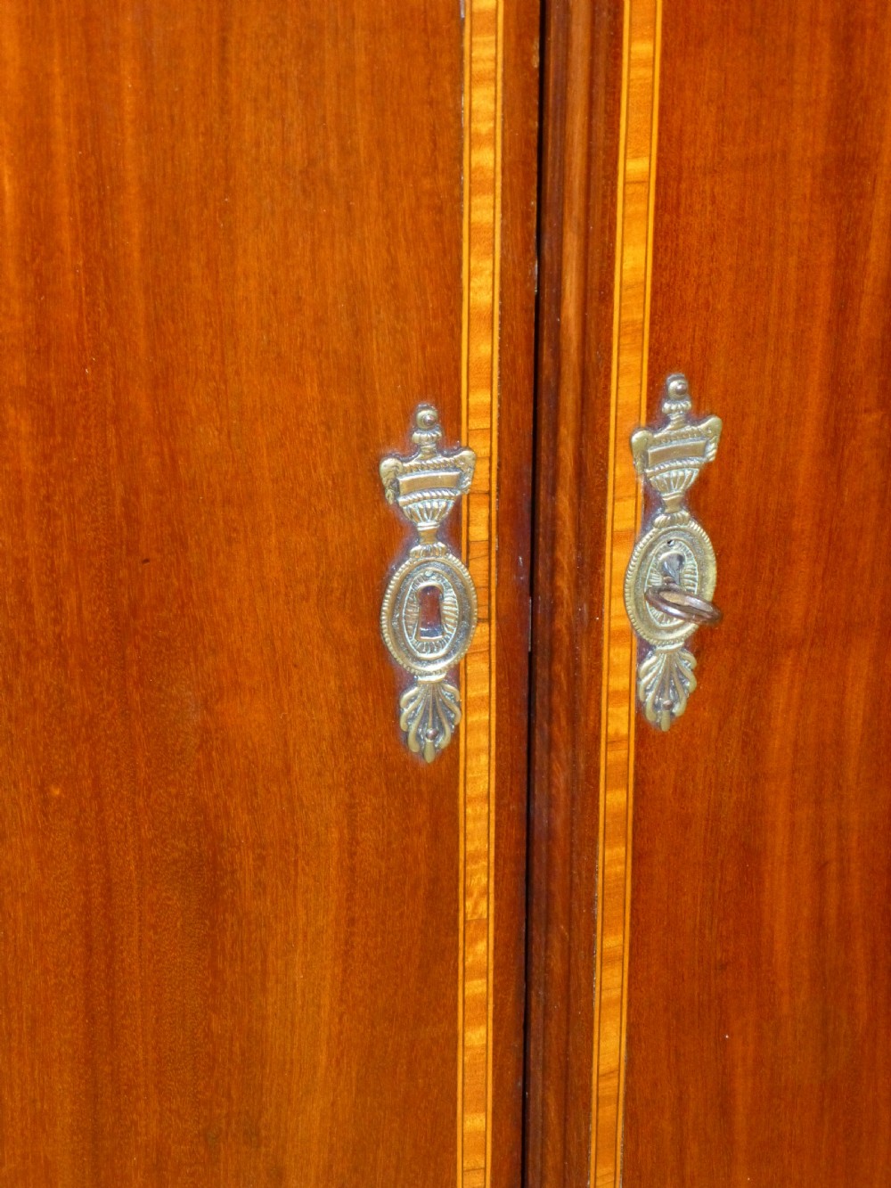 Georgian 18th century mahogany barrel bow front inlaid hanging corner bowfront cabinet cupboard  View V
