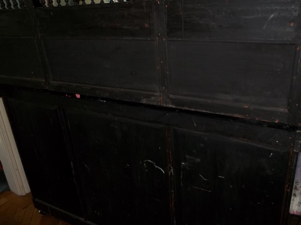 Antique ebony credenza ebonised chiffonier sideboard with gilt bronze mounts and ebonized pillars View XIII