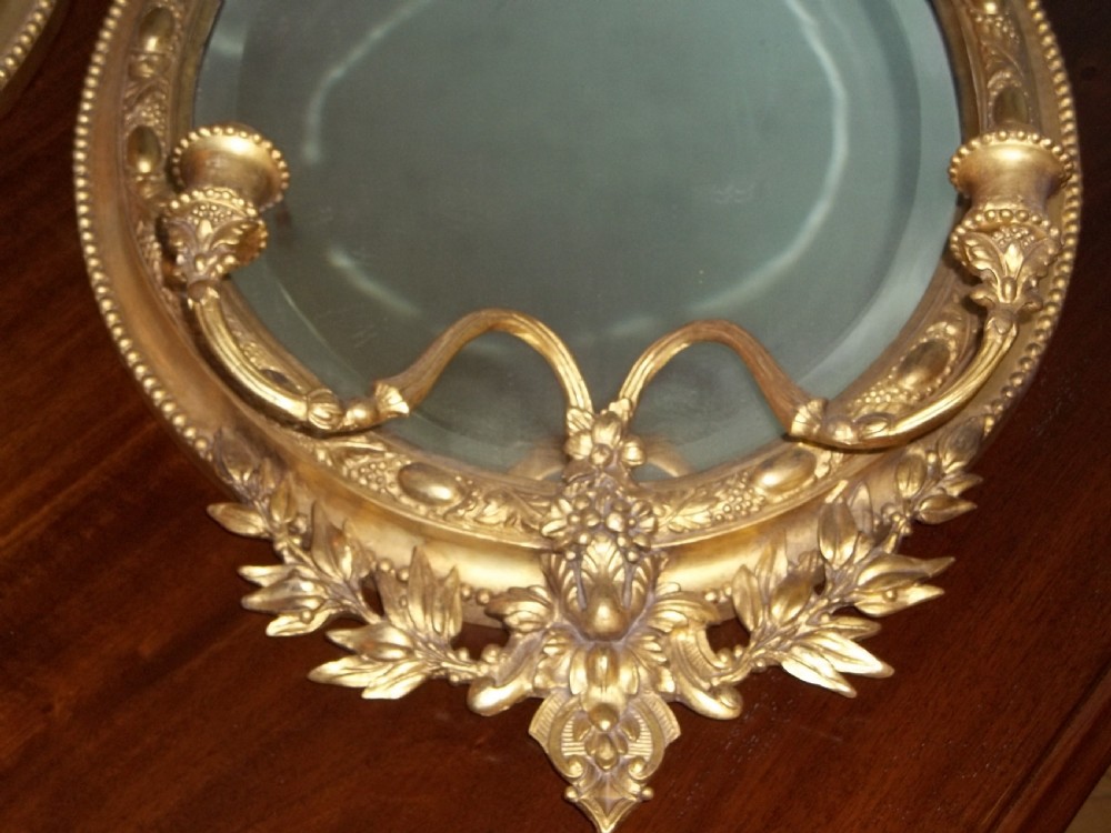 Pair of Regency water gilded oval gilt girandole mirrors View III