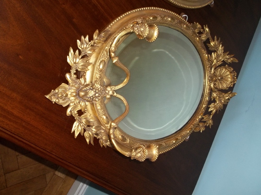 Pair of Regency water gilded oval gilt girandole mirrors View VII