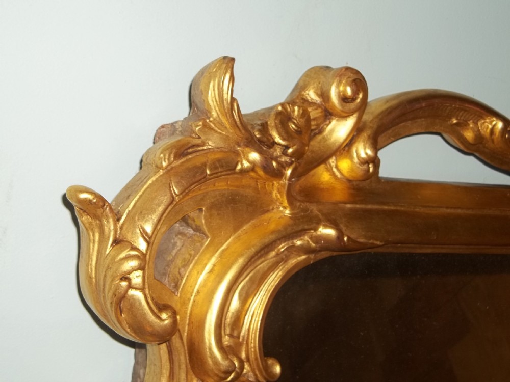 Regency rococo gilt wood carved Georgian over mantel pier console wall mirror View V