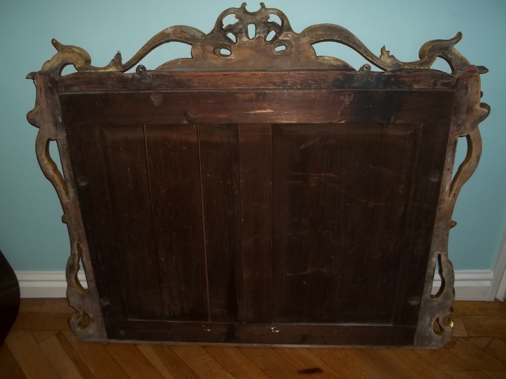 Regency rococo gilt wood carved Georgian over mantel pier console wall mirror View VI