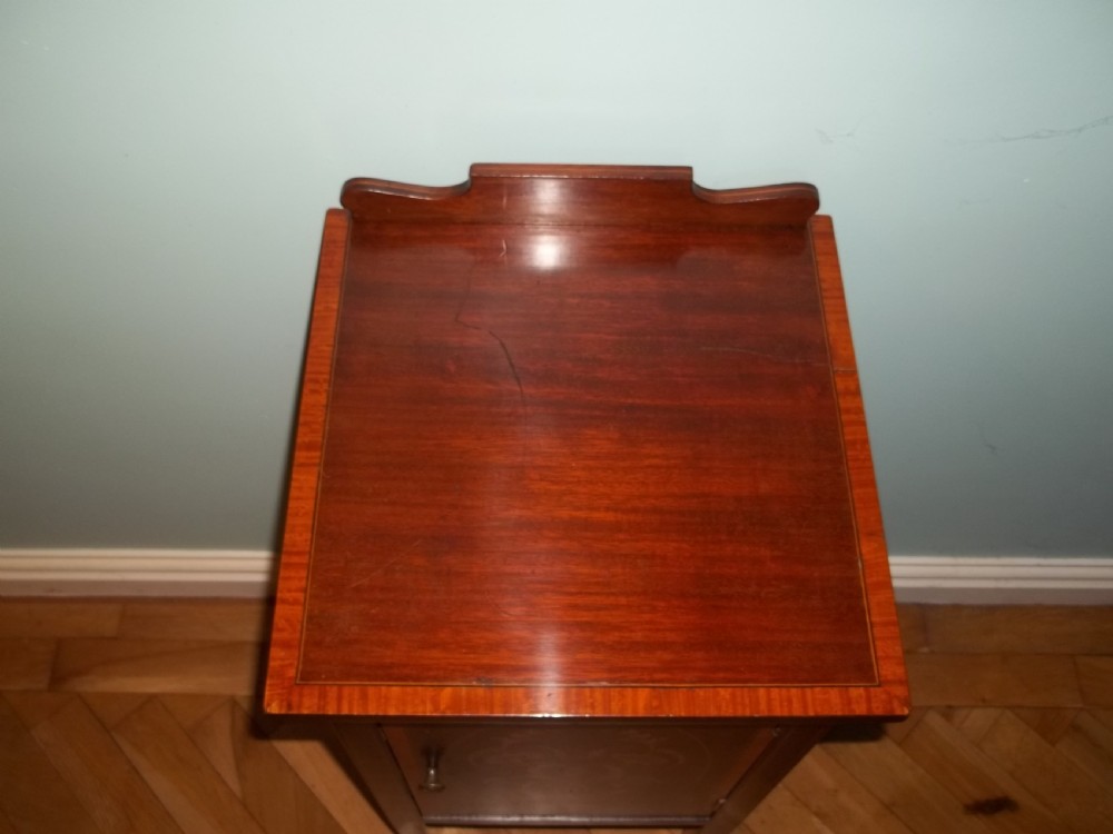 Mahogany marquetry inlaid pedestal bedside pot cupboard cabinet edwards roberts View III