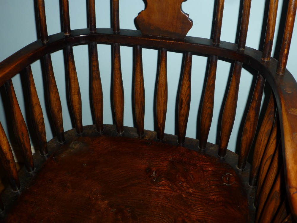 Georgian antique Windsor elm ash and fruitwood lobster pot comb back primitive stick arm chair armchair View VIII