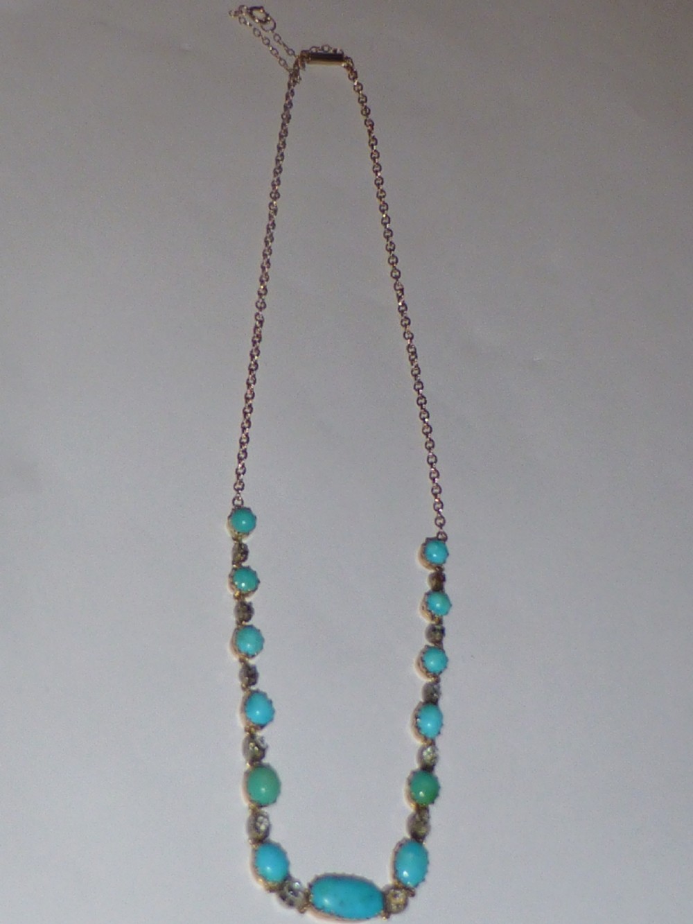 Certified Victorian turquoise diamond and 18ct gold necklace View IV